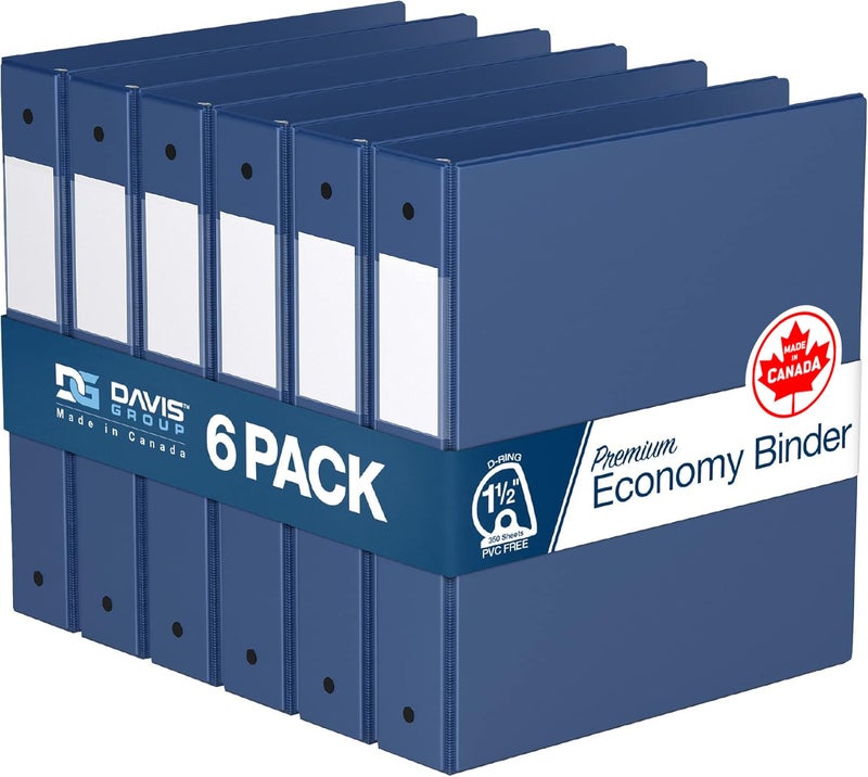 Davis Group Premium Economy 6-Pack 3-Ring Binders for School or Office, D-Ring Binders, 1.5 Inch, Royal Blue - Image 1
